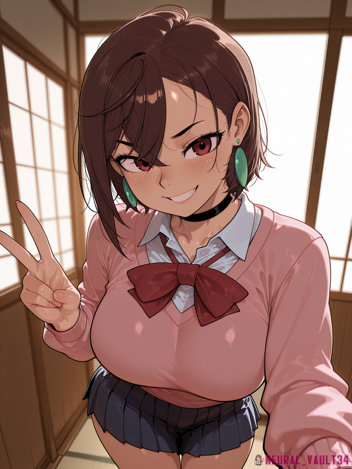 Сочная Момо - 18+, Моё, Арты нейросетей, Anime Art, Аниме, Рисованная эротика, Контент нейросетей, Момо, Dandadan, Длиннопост, Сиськи, Попа, Панцу, NSFW, Ayase Momo