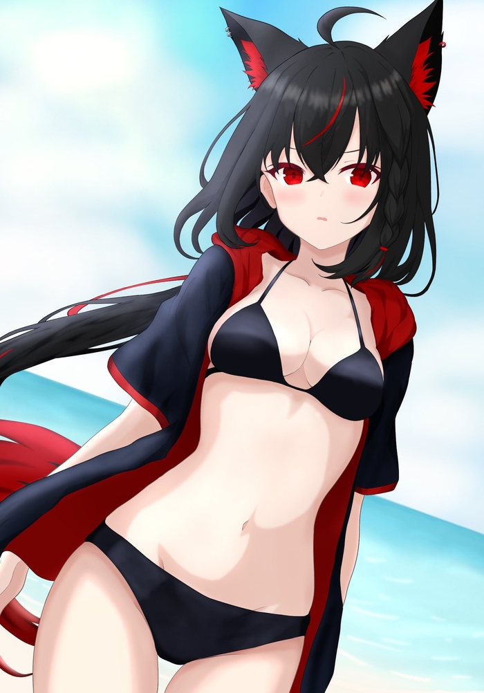 Fubuki - 18+, Аниме, Anime Art, Animal Ears, Kurokami Fubuki, Hololive, Virtual YouTuber, NSFW