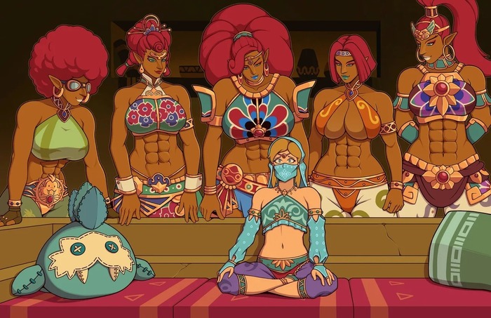 Link and the Five Gerudos - 18+, Strong girl, Muscleart, Longpost, Urbosa, The legend of zelda, Its a trap!, NSFW