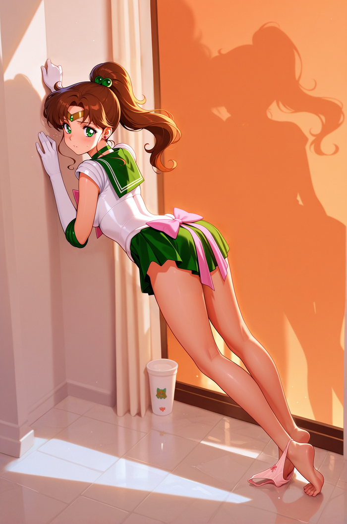 Еще тока понедельник, а я уже сползаю ^_^ - 18+, Моё, Девушки, Контент нейросетей, Anime Art, Sailor Moon, Sailor Jupiter, NSFW