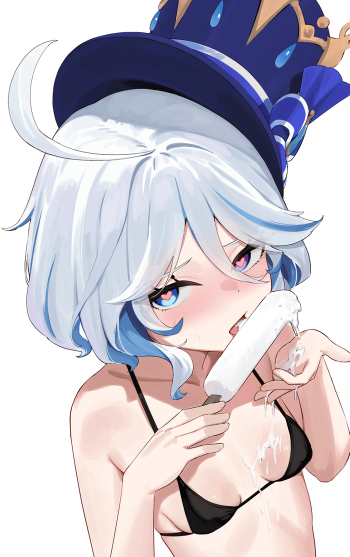 Мороженка - 18+, Anime Art, Аниме, Рисованная эротика, Genshin Impact, Furina (Genshin Impact), Skai Kun, Мороженое, NSFW