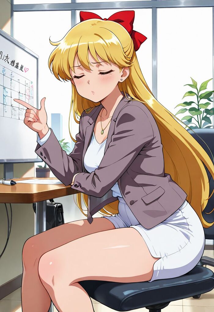 Офисные Cейлор Cенши! - Серия Нейроанимекрасотки, 18+, Моё, Контент нейросетей, Арты нейросетей, Аниме, Цветные волосы, Девушки, Stable Diffusion, Sailor Moon, Sailor Mars, Sailor Mercury, Sailor uranus, Sailor Pluto, Sailor Jupiter, Офисные будни, Tsukino Chibiusa, Tsukino Usagi, Sailor Venus, Sailor neptune, Красные глаза, Длиннопост, NSFW