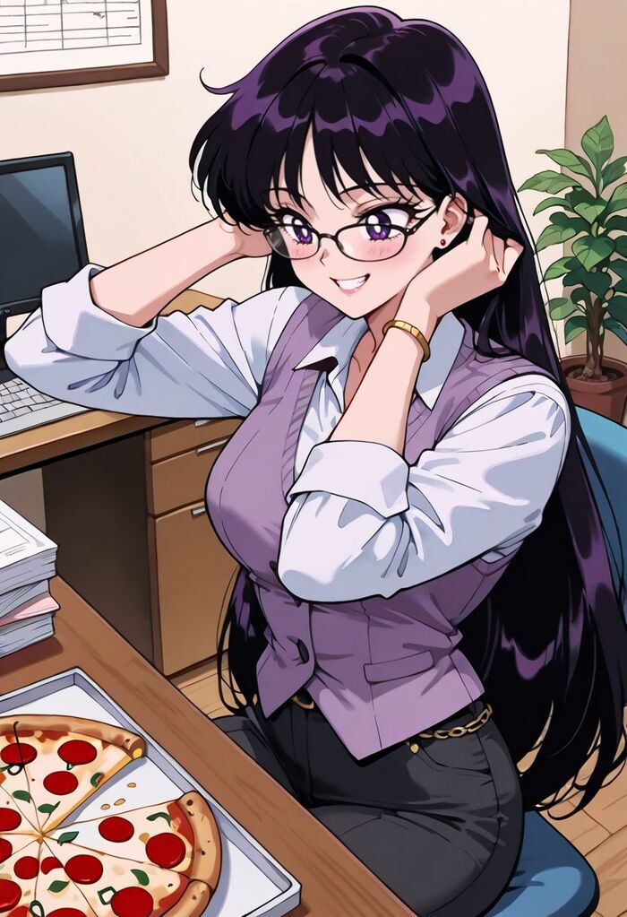 Офисные Cейлор Cенши! - Серия Нейроанимекрасотки, 18+, Моё, Контент нейросетей, Арты нейросетей, Аниме, Цветные волосы, Девушки, Stable Diffusion, Sailor Moon, Sailor Mars, Sailor Mercury, Sailor uranus, Sailor Pluto, Sailor Jupiter, Офисные будни, Tsukino Chibiusa, Tsukino Usagi, Sailor Venus, Sailor neptune, Красные глаза, Длиннопост, NSFW