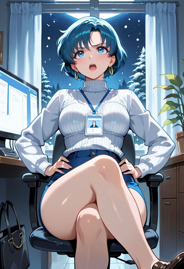 Офисные Cейлор Cенши! - Серия Нейроанимекрасотки, 18+, Моё, Контент нейросетей, Арты нейросетей, Аниме, Цветные волосы, Девушки, Stable Diffusion, Sailor Moon, Sailor Mars, Sailor Mercury, Sailor uranus, Sailor Pluto, Sailor Jupiter, Офисные будни, Tsukino Chibiusa, Tsukino Usagi, Sailor Venus, Sailor neptune, Красные глаза, Длиннопост, NSFW