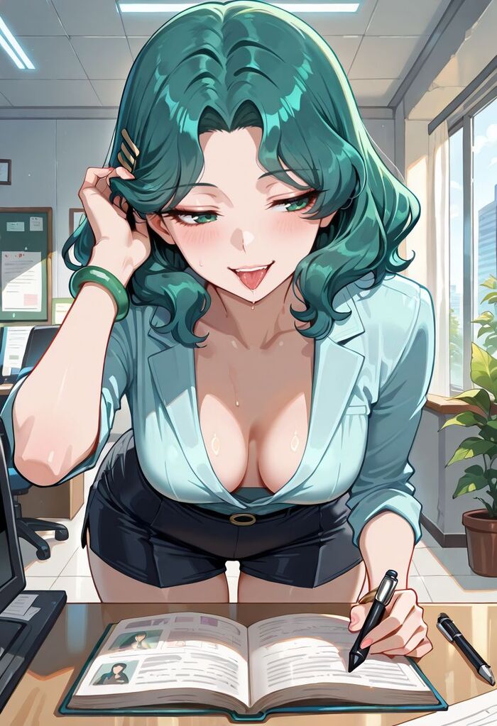 Офисные Cейлор Cенши! - Серия Нейроанимекрасотки, 18+, Моё, Контент нейросетей, Арты нейросетей, Аниме, Цветные волосы, Девушки, Stable Diffusion, Sailor Moon, Sailor Mars, Sailor Mercury, Sailor uranus, Sailor Pluto, Sailor Jupiter, Офисные будни, Tsukino Chibiusa, Tsukino Usagi, Sailor Venus, Sailor neptune, Красные глаза, Длиннопост, NSFW