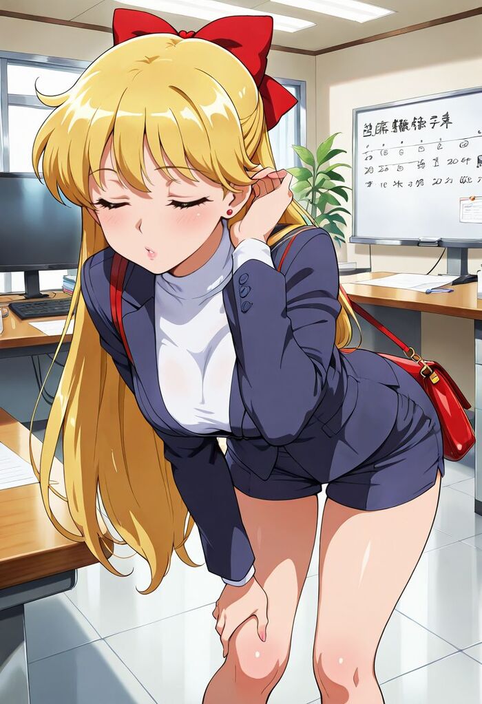 Офисные Cейлор Cенши! - Серия Нейроанимекрасотки, 18+, Моё, Контент нейросетей, Арты нейросетей, Аниме, Цветные волосы, Девушки, Stable Diffusion, Sailor Moon, Sailor Mars, Sailor Mercury, Sailor uranus, Sailor Pluto, Sailor Jupiter, Офисные будни, Tsukino Chibiusa, Tsukino Usagi, Sailor Venus, Sailor neptune, Красные глаза, Длиннопост, NSFW