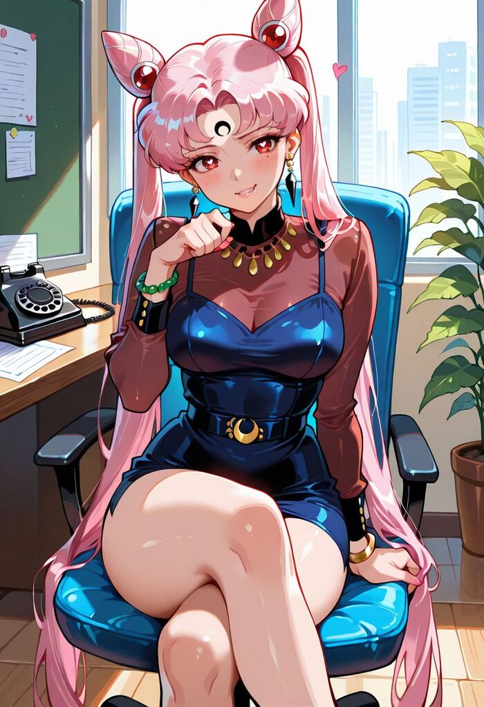 Офисные Cейлор Cенши! - Серия Нейроанимекрасотки, 18+, Моё, Контент нейросетей, Арты нейросетей, Аниме, Цветные волосы, Девушки, Stable Diffusion, Sailor Moon, Sailor Mars, Sailor Mercury, Sailor uranus, Sailor Pluto, Sailor Jupiter, Офисные будни, Tsukino Chibiusa, Tsukino Usagi, Sailor Venus, Sailor neptune, Красные глаза, Длиннопост, NSFW