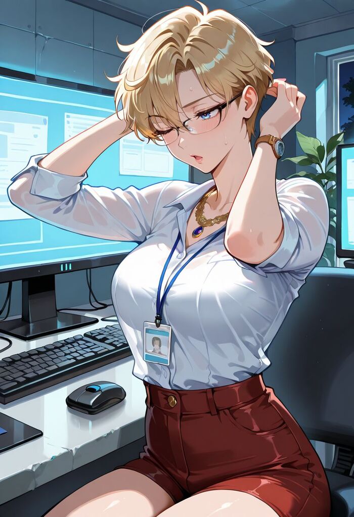 Офисные Cейлор Cенши! - Серия Нейроанимекрасотки, 18+, Моё, Контент нейросетей, Арты нейросетей, Аниме, Цветные волосы, Девушки, Stable Diffusion, Sailor Moon, Sailor Mars, Sailor Mercury, Sailor uranus, Sailor Pluto, Sailor Jupiter, Офисные будни, Tsukino Chibiusa, Tsukino Usagi, Sailor Venus, Sailor neptune, Красные глаза, Длиннопост, NSFW