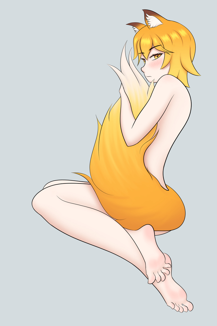 Stroke the tail! - Series Legs, 18+, My, Anime, Anime art, Senko-San, Sewayaki Kitsune No Senko-san, Foot fetish, Animal ears, Tail, Kitsune, NSFW