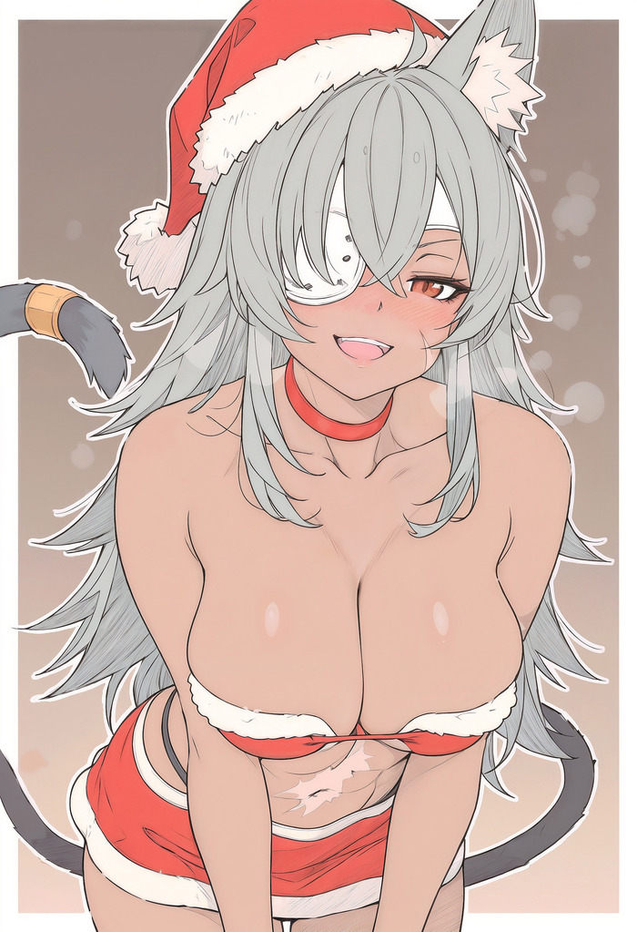 Continuation of the post “Ghislaine” - Series Strong girls, 18+, My, Neural Network Content, Anime, Anime art, Art, Girls, Ghislaine dedoldia, Mushoku tensei, Animal ears, Muscleart, Neural network art, Tail, Christmas, Boobs, Reply to post, NSFW