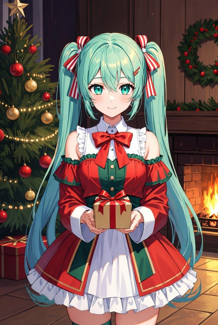 What's a holiday without Miku? - 18+, My, Neural Network Content, Neural network art, Anime art, Hatsune Miku, New Year, Video, Vertical video, Short videos, Longpost, NSFW