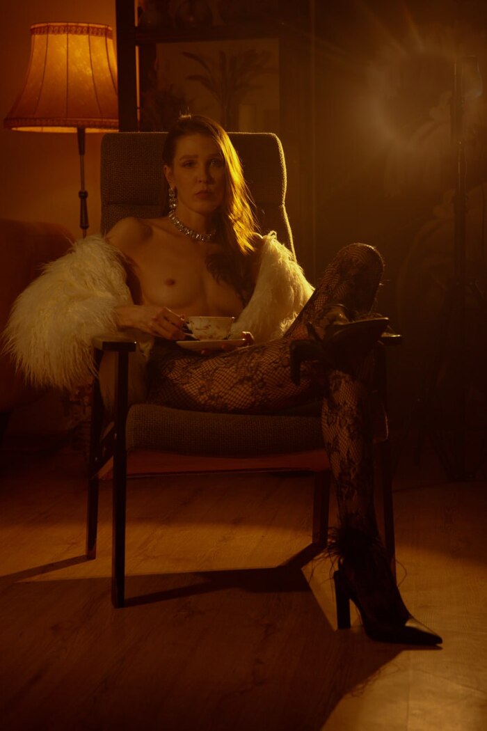 Tea party - 18+, My, Erotic, Boobs, Girls, Body, Photographer, Professional shooting, NSFW, Tights
