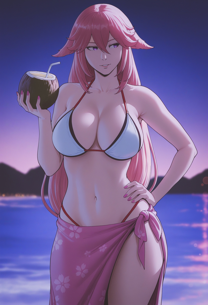 Continuation of the post Fox - 18+, Neural Network Content, Art, Anime, Anime art, Hand-drawn erotica, Erotic, Neural network art, Genshin impact, Yae Miko (Genshin Impact), Extra thicc, Animal ears, Games, Game art, Reply to post, NSFW