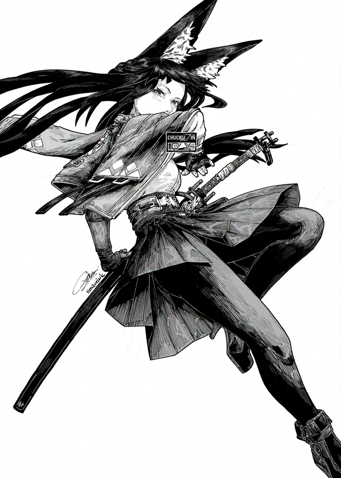 Miyabi - 18+, Chuckuddin, Art, Anime, Anime art, Zenless Zone Zero, Games, Game art, Tail, Hand-drawn erotica, Erotic, Hoshimi Miyabi (zzz), Animal ears, NSFW