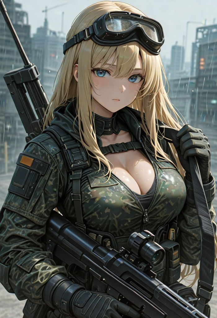 Military Madam - 18+, My, Neural Network Content, Neural network art, Erotic, Boobs, Art, Anime art, NSFW