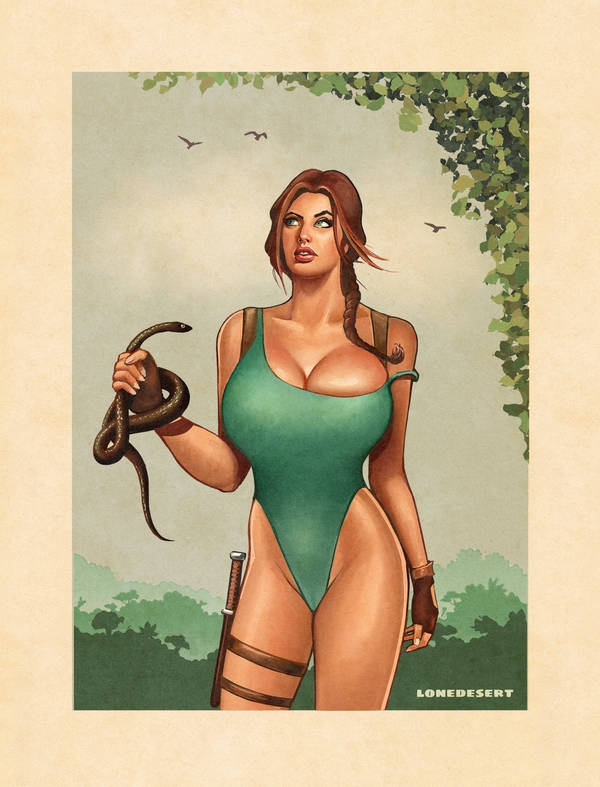 Lara - 18+, Images, Art, Girls, Lara Croft, Characters (edit), Erotic, Hand-drawn erotica, Boobs, NSFW