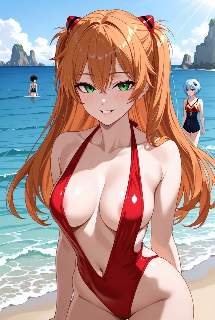 Neuroart - 18+, My, Neural network art, Neural Networks, Erotic, Hand-drawn erotica, Girls, Waifu, Asuka langley, NSFW, Neural Network Content