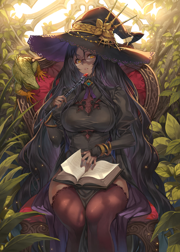 Ведьма - 18+, Арт, Аниме, Anime Art, Рисованная эротика, Эротика, Original Character, Extra thicc, Ведьмы, Бедра, NSFW
