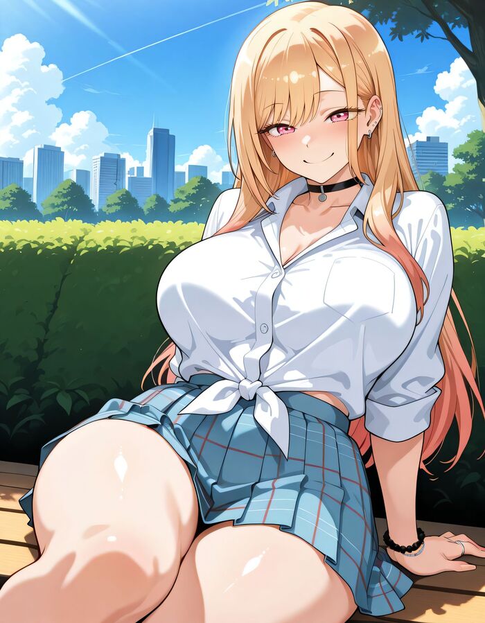 Marin - 18+, Контент нейросетей, Арт, Аниме, Anime Art, Рисованная эротика, Эротика, Арты нейросетей, Sono Bisque Doll wa Koi wo Suru, Marin Kitagawa, Extra thicc, Купальник, Длиннопост, NSFW