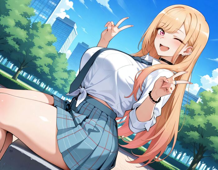 Marin - 18+, Контент нейросетей, Арт, Аниме, Anime Art, Рисованная эротика, Эротика, Арты нейросетей, Sono Bisque Doll wa Koi wo Suru, Marin Kitagawa, Extra thicc, Купальник, Длиннопост, NSFW