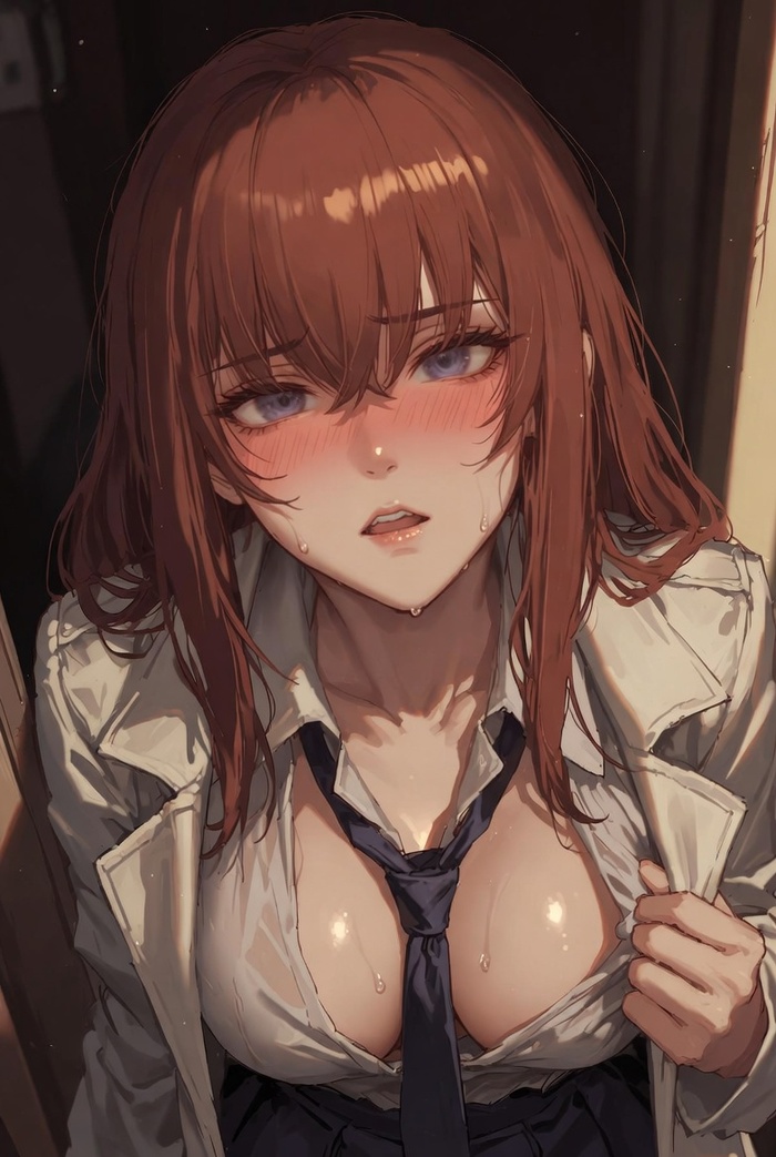 Neuroart - 18+, My, Neural Network Content, Neural Networks, Neural network art, Erotic, Hand-drawn erotica, Girls, Waifu, Kurisu makise, NSFW
