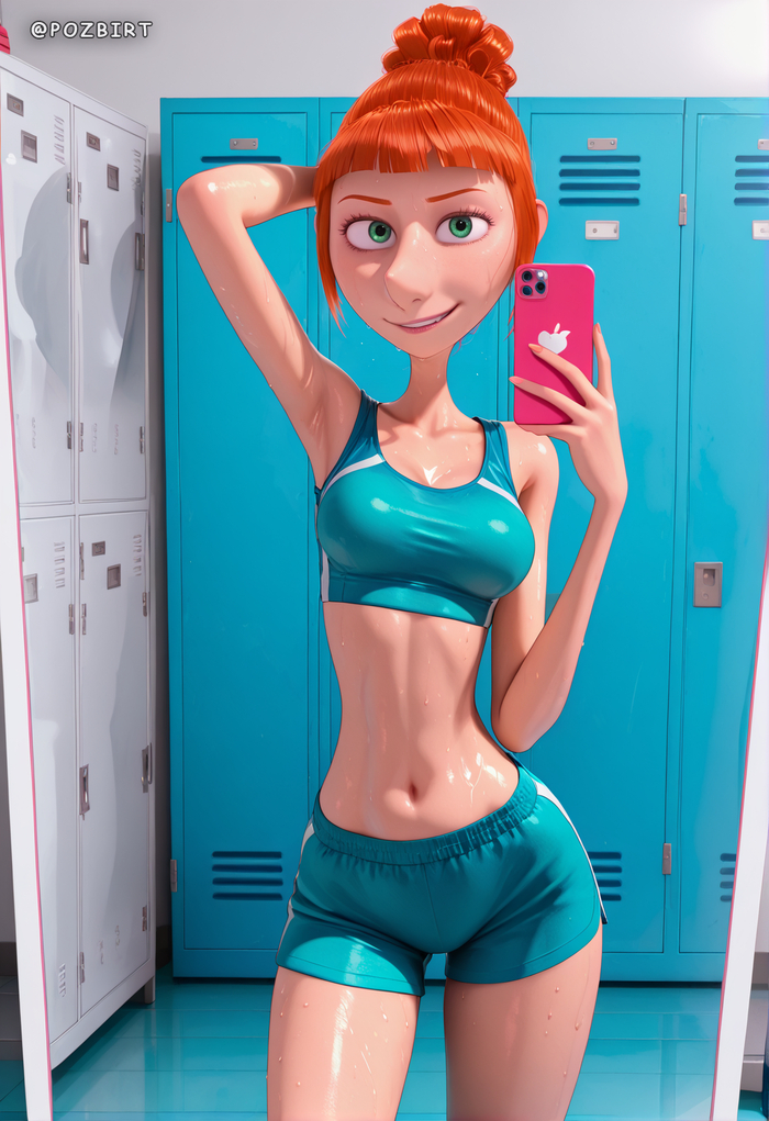 Lucy Wilde - 18+, Neural network art, Art, Hand-drawn erotica, Erotic, Boobs, Lucy Wilde, Despicable Me, Longpost, NSFW