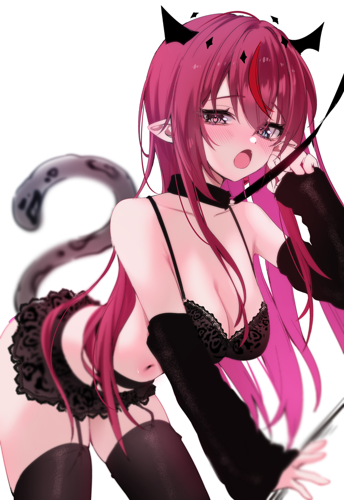 Irys - 18+, Anime art, Anime, Hololive, Virtual youtuber, Irys, Tail, Hand-drawn erotica, Boobs, Collar, Leash, Acedia, Longpost, NSFW