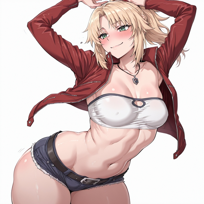 Mo-chan - 18+, Neural Network Content, Art, Anime, Anime art, Hand-drawn erotica, Fate, Fate apocrypha, Mordred, Neural network art, NSFW
