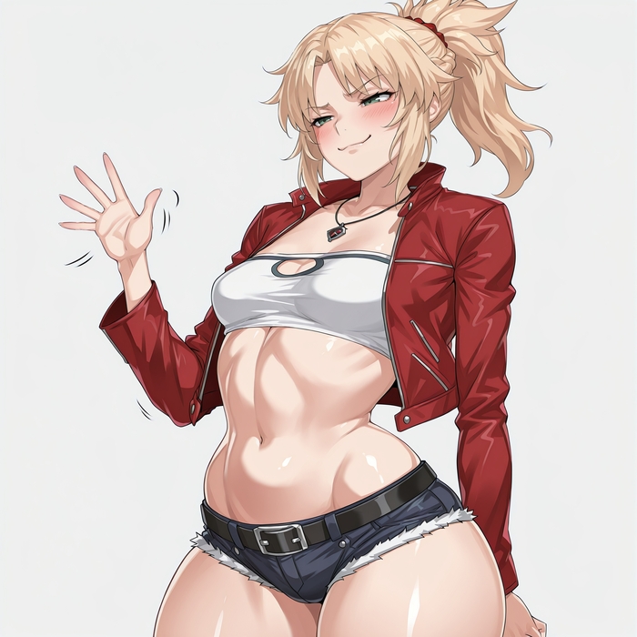 Mo-chan - 18+, Neural Network Content, Art, Anime, Anime art, Hand-drawn erotica, Fate, Fate apocrypha, Mordred, Neural network art, NSFW