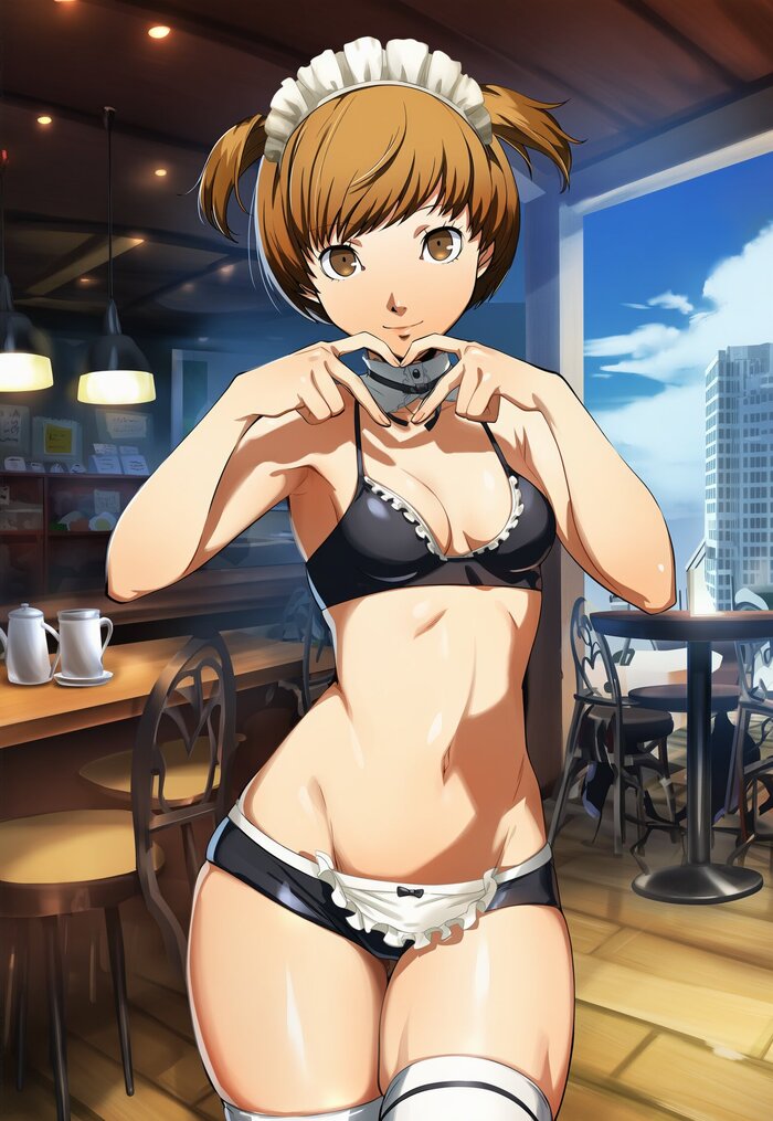 Maids - 18+, Neural Network Content, Art, Anime, Anime art, Hand-drawn erotica, Erotic, Neural network art, Persona 4, Naoto Shirogane, Kujikawa Rise, Chie Satonaka, Amagi Yukiko, Housemaid, Games, Game art, Longpost, NSFW, Murasaru7