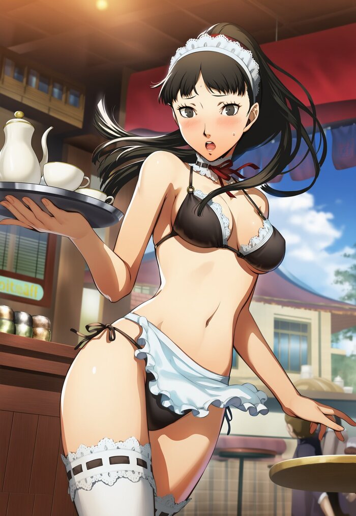 Maids - 18+, Neural Network Content, Art, Anime, Anime art, Hand-drawn erotica, Erotic, Neural network art, Persona 4, Naoto Shirogane, Kujikawa Rise, Chie Satonaka, Amagi Yukiko, Housemaid, Games, Game art, Longpost, NSFW, Murasaru7