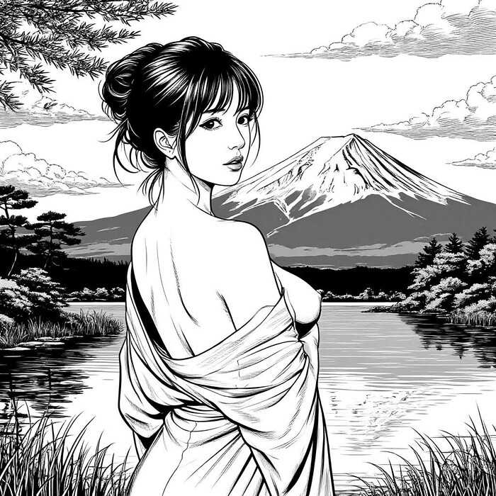 Imitating Japan - 18+, My, Neural Network Content, Girls, Boobs, Erotic, Neural network art, Asian, Longpost, NSFW