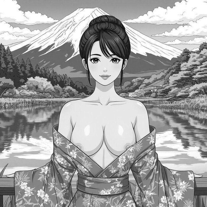 Imitating Japan - 18+, My, Neural Network Content, Girls, Boobs, Erotic, Neural network art, Asian, Longpost, NSFW