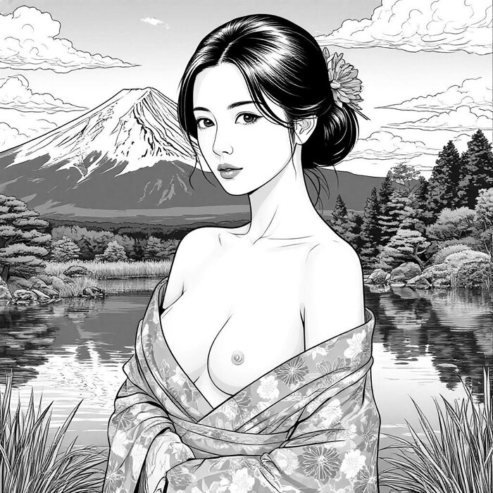 Imitating Japan - 18+, My, Neural Network Content, Girls, Boobs, Erotic, Neural network art, Asian, Longpost, NSFW