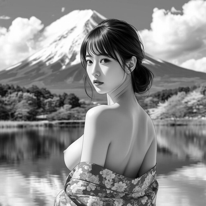 Imitating Japan - 18+, My, Neural Network Content, Girls, Boobs, Erotic, Neural network art, Asian, Longpost, NSFW