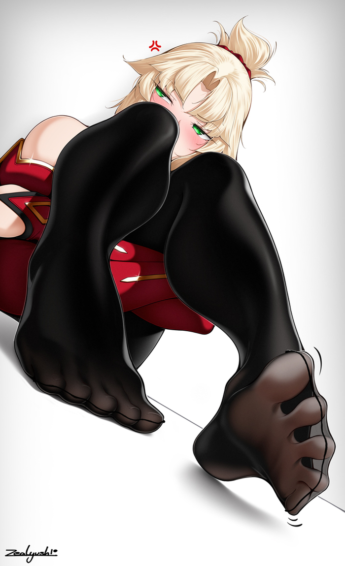 Continuation of the post Mo-chan's Legs - 18+, Anime, Anime art, Art, Girls, Mordred, Fate, Fate apocrypha, Zealyush, Hand-drawn erotica, Etty, Muscleart, Swimsuit, Reply to post, Foot fetish, NSFW