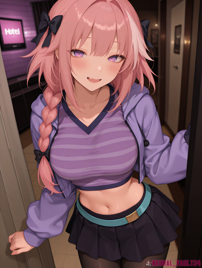 Astolfo R63 - 18+, My, Neural Network Content, Neural network art, Anime art, Hand-drawn erotica, Anime, Astolfo, Rule 63, Longpost, NSFW, Fate, Fate apocrypha