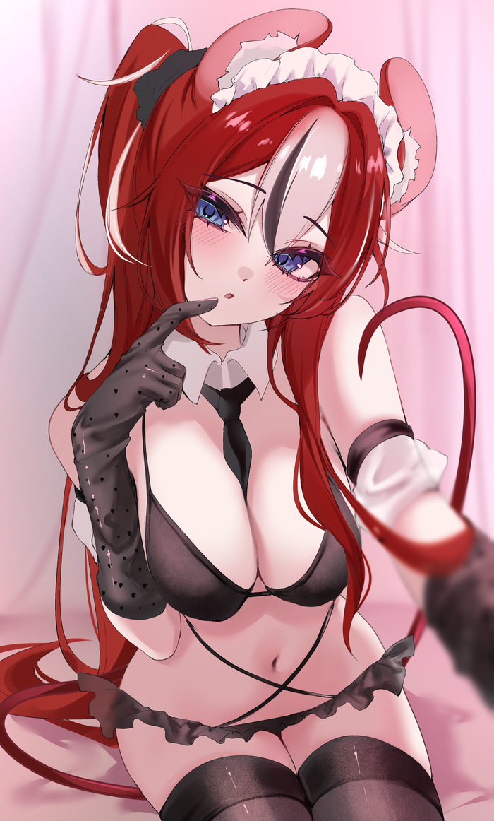 Hakos Baelz - 18+, Anime art, Anime, Hololive, Virtual youtuber, Hakos Baelz, Animal ears, Bikini, Hand-drawn erotica, Acedia, NSFW