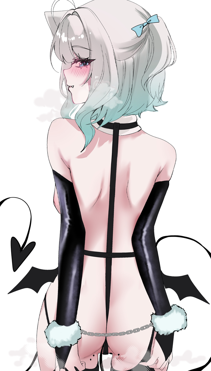 Continuation of the post Mint Pantome - 18+, Anime art, Anime, Virtual youtuber, Mint Fantome, Hand-drawn erotica, Handcuffs, Acedia, Reply to post, Longpost, NSFW