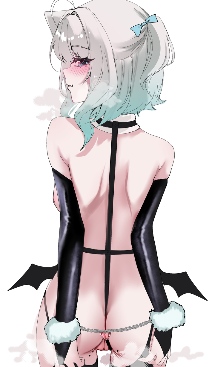 Continuation of the post Mint Pantome - 18+, Anime art, Anime, Virtual youtuber, Mint Fantome, Hand-drawn erotica, Handcuffs, Acedia, Reply to post, Longpost, NSFW