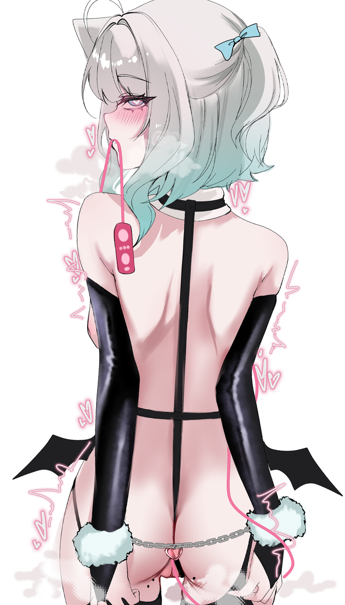 Continuation of the post Mint Pantome - 18+, Anime art, Anime, Virtual youtuber, Mint Fantome, Hand-drawn erotica, Handcuffs, Acedia, Reply to post, Longpost, NSFW