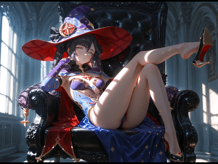 Mona - 18+, Контент нейросетей, Anime Art, Genshin Impact, Mona (genshin impact), Huuoliv, NSFW