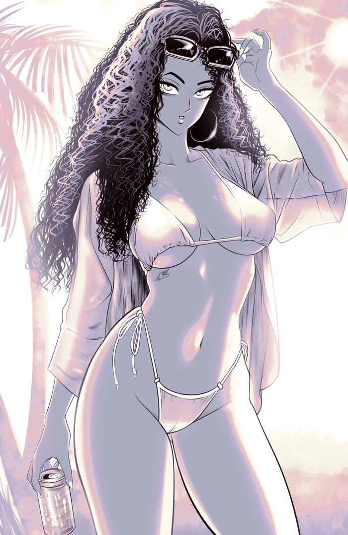 Grand Theft Auto 6 Cover GIrl - 18+, Mostlybluewyatt, Art, Hand-drawn erotica, Erotic, Gta, Gta 6, Games, Game art, Swimsuit, Anime, Anime art, NSFW