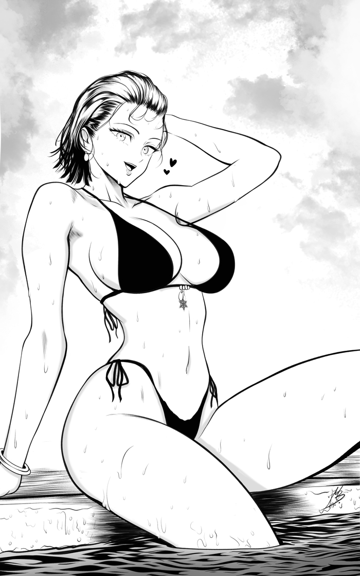 Continuation of the post Fubuki - 18+, Anime art, Anime, Onepunchman, Fubuki, Mostlybluewyatt, Erotic, Hand-drawn erotica, Art, Bikini, Swimsuit, A wave of posts, Reply to post, NSFW